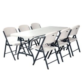 Lifetime Combo 6 Commercial Grade Folding Table And 6 Folding