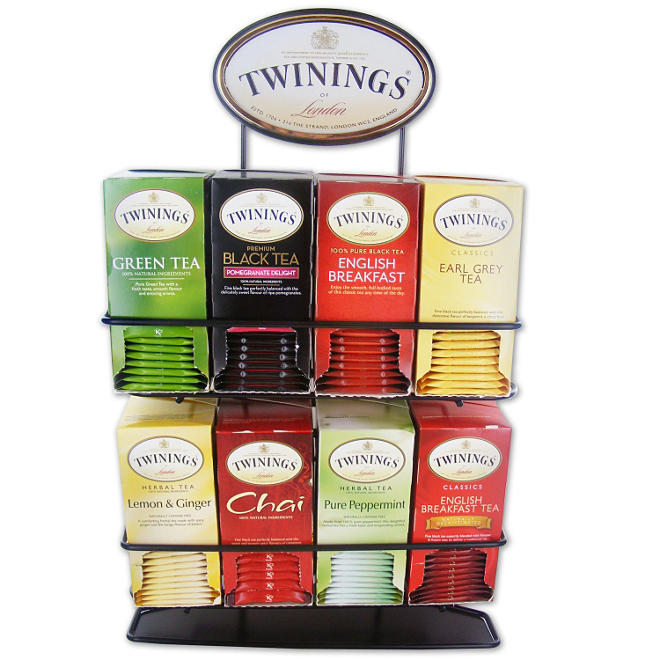 Twinings of London Tea Bag Variety Pack with Display Stand (8 boxes, 25 ct.) 