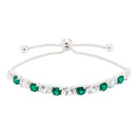 Lab Emerald and Lab White Sapphire Bracelet in Sterling Silver