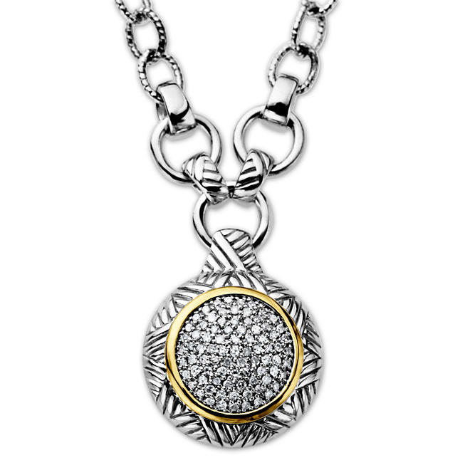 0.25 CT.T.W. Diamond Circle Pendant in Sterling Silver and 14K Yellow Gold (H-I, I1)