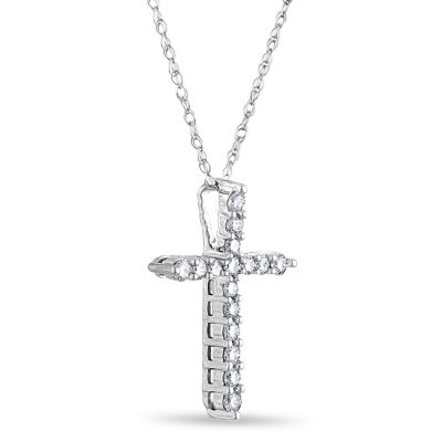 Small diamond cross pendant deals white gold