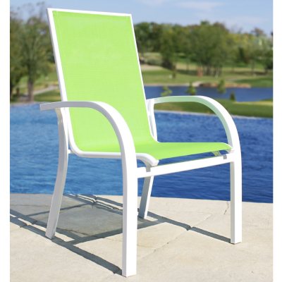 Green sling 2025 patio chairs