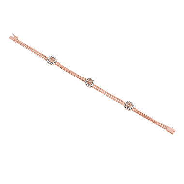 Round Cut Brown Diamond Bracelet in Silver with Rose Gold Plating (0.35 ct. t.w.)