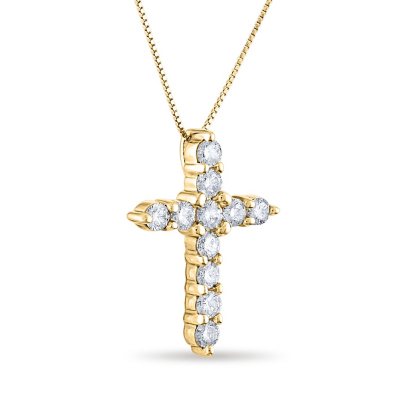 Gold diamond cross 2024 pendant necklace