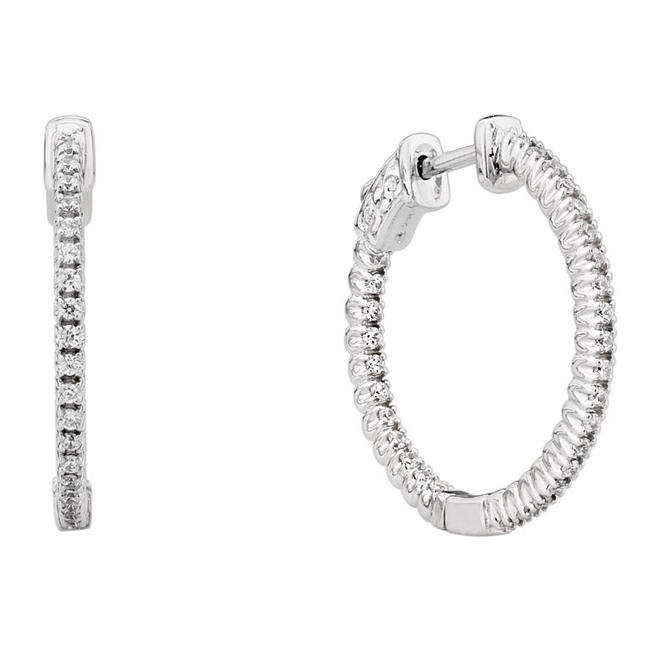 0.23 CT. T.W. Inside-Out Diamond Hoop Earrings in 14K White Gold (H-I, I1)