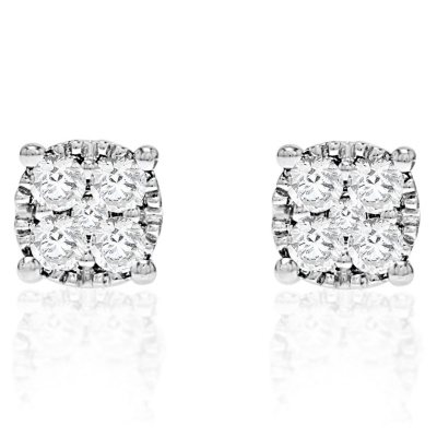 0.95 CT. T.W. Round Stud Earrings in 14k White Gold (HI-I1)