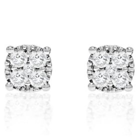 0.95 CT. T.W. Round Stud Earrings in 14k White Gold (HI-I1)