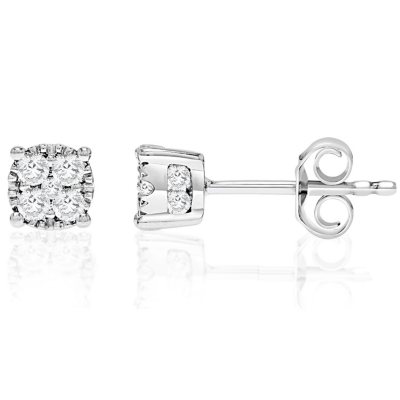 0.95 CT. T.W. Round Stud Earrings in 14k White Gold (HI-I1)