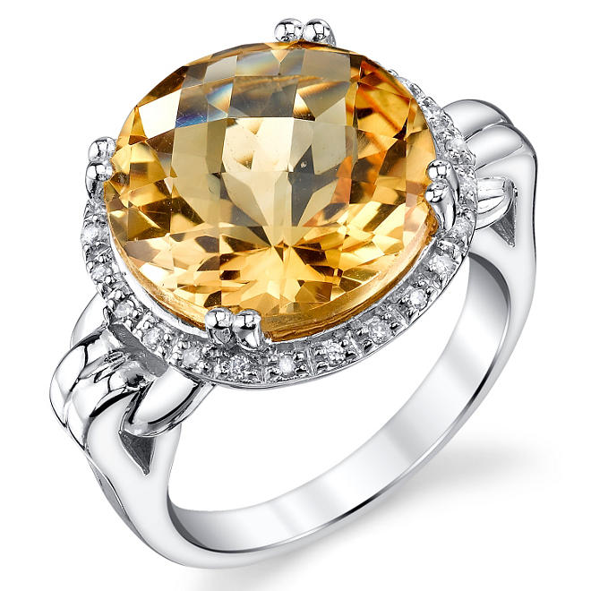 0.12 CT. T.W. Diamond and Citrine Ring in Sterling Silver