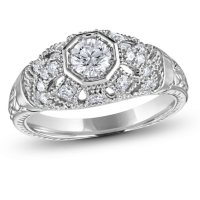 0.75 ct. t.w. Vintage Style Diamond Ring in 14k White Gold (G-H, SI2)