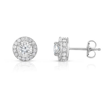 0.95 CT. T.W. Solitaire Plus Earrings in 14K White Gold