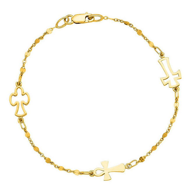 Cross Bracelet In 14K Yellow Gold