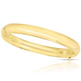 8mm High Polished Hollow Bangle Bracelet in 14K Gold