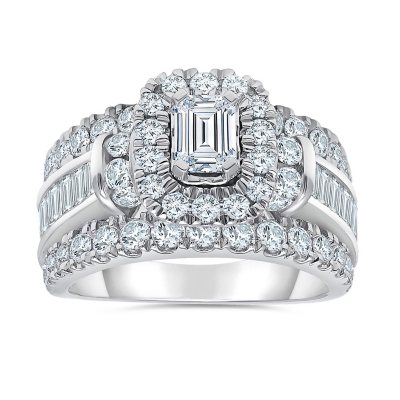 2.95 CT. T.W. Emerald-Cut Diamond Engagement Ring in 14K White Gold (I ...