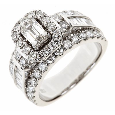 2.95 CT. T.W. Emerald-Cut Diamond Engagement Ring in 14K White Gold (I ...