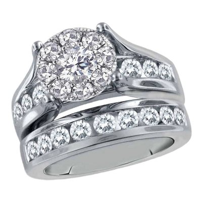 Womens 1 CT. T.W. Mined White Diamond 14K Gold Wedding Ring Guard