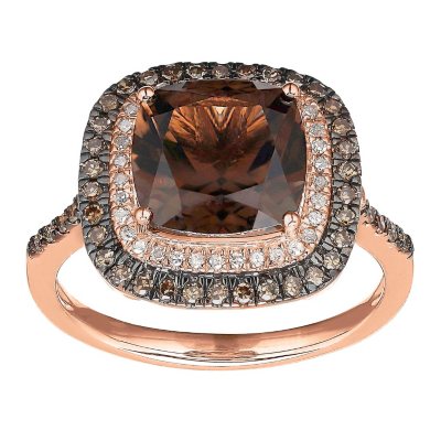 Smoky Topaz Cushion Ring in Rose Gold