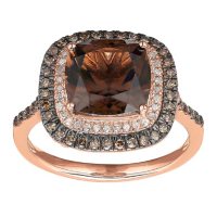 9 mm Smoky Quartz and .34 ct. t.w. Diamond Ring in 14K Rose Gold