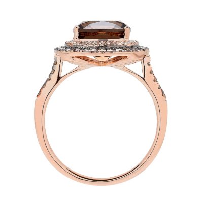 Smoky Topaz Cushion Ring in Rose Gold