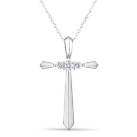 0.13 CT. T.W. Diamond Cross Pendant 14K Gold