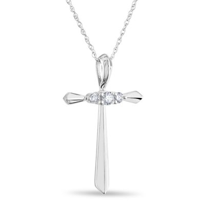 0.13 CT. T.W. Diamond Cross Pendant 14K Gold