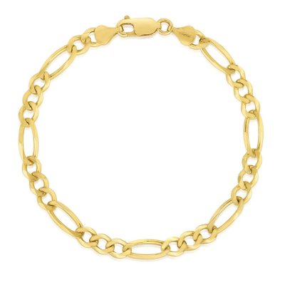 14K Gold 7 inch Solid Figaro Chain Bracelet | One Size | Bracelets Chain Bracelets