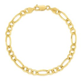 Solid Figaro Link Bracelet 8", 4.5mm in 14K Yellow Gold