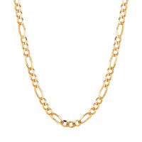 14K Yellow Gold Solid Figaro Link Necklace, 20" 