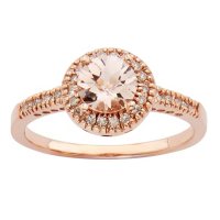 Morganite and 0.13 CT. T.W. Diamond Fashion Ring in 14K Rose Gold