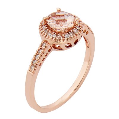 Morganite and 0.13 CT. T.W. Diamond Fashion Ring in 14K Rose Gold Sam s Club