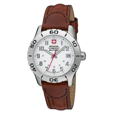 Wenger Swiss Military Grenadier Ladies Watch - White Dial Brown Leather ...