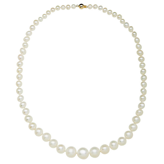 5-12mm Freshwater Cultured Graduated Pearl Necklace Strand in 14K Yellow Gold
