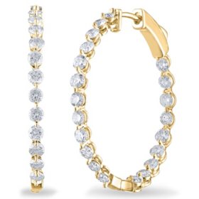 2.45 CT. TW. Diamond Hoop Earrings in 14K Gold