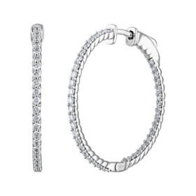2 Ct Tw Diamond Hoop Earrings In 14k White Gold H I I1 Sam S Club