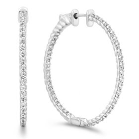 2 CT. TW. Diamond Hoop Earrings in 14K White Gold (H-I, I1)      