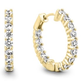 2 CT. TW. Diamond Hoop Earrings in 14K Yellow Gold (H-I, I1)      