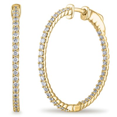 1 CT. TW. Diamond Hoop Earrings in 14K Yellow Gold (HI, I1) Sam's Club
