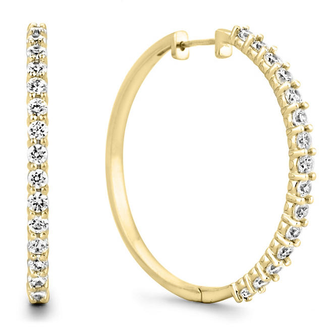 .46 CT. TW. Diamond Hoop Earrings in 14K Yellow Gold (H-I, I1)      