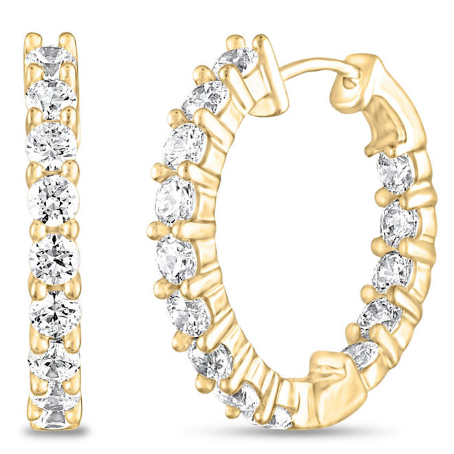 1 CT. TW. Diamond Hoop Earrings in 14K Yellow Gold (H-I, I1)