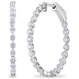 2.45 CT. TW. Diamond Hoop Earrings in 14K Gold