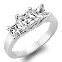 1.95 CT. T.W. Princess-Cut Diamond 3-Stone Ring in 14K White or Yellow Gold (H-I, VS2)