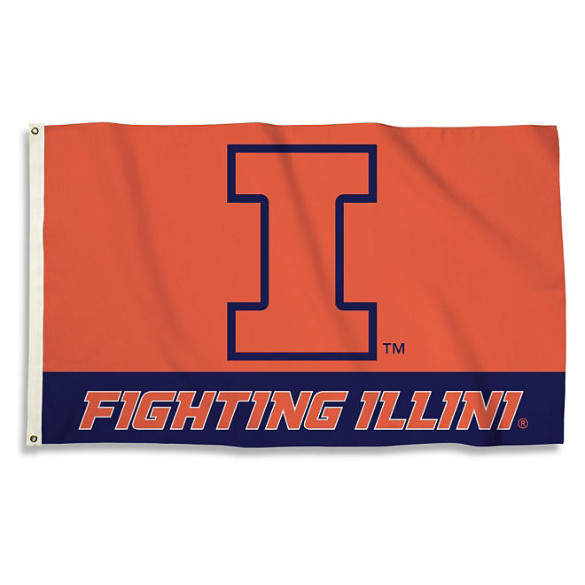 NCAA University of Illinois Fighting Illini 3' x 5' Flag with Pole Mount Kit