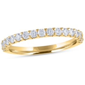 Round Cut Semi Eternity Diamond Band in 14K Gold