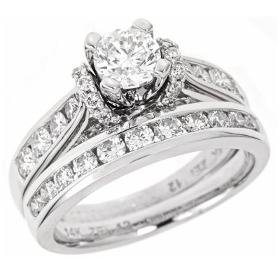 2.00 CT.T.W. Regal Diamond Engagement Ring Set in 14K White Gold (I ...