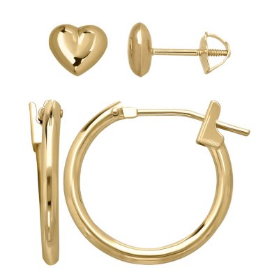 Children's Hoop Earring Set 14K White/Yellow Gold