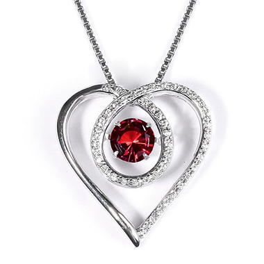 Sterling Silver Lab Created Ruby and .13 ct. t.w. Diamond 