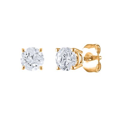 0.72 CT. T.W. Round Diamond Stud Earrings in 14K Gold (H-I, SI2) - Sam ...