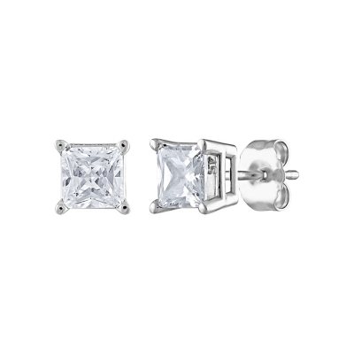 0.96 CT. T.W. Princess Diamond Stud Earrings in 14K White Gold I I1