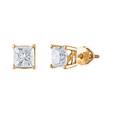 1.45 CT. T.W. Princess Diamond Stud Earrings in 14K Gold (H-I, SI2 ...