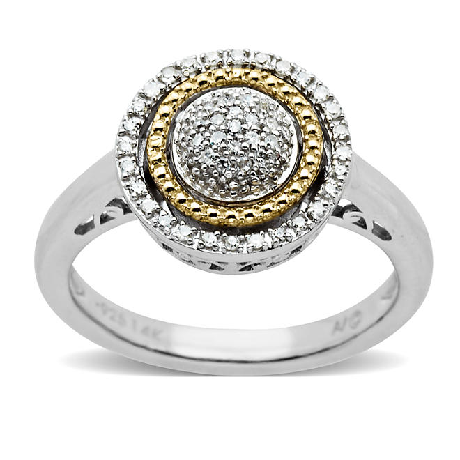 0.12 CT. T.W. Diamond Birthstone Ring in Sterling Silver and 14K Yellow Gold (H-I, I1)